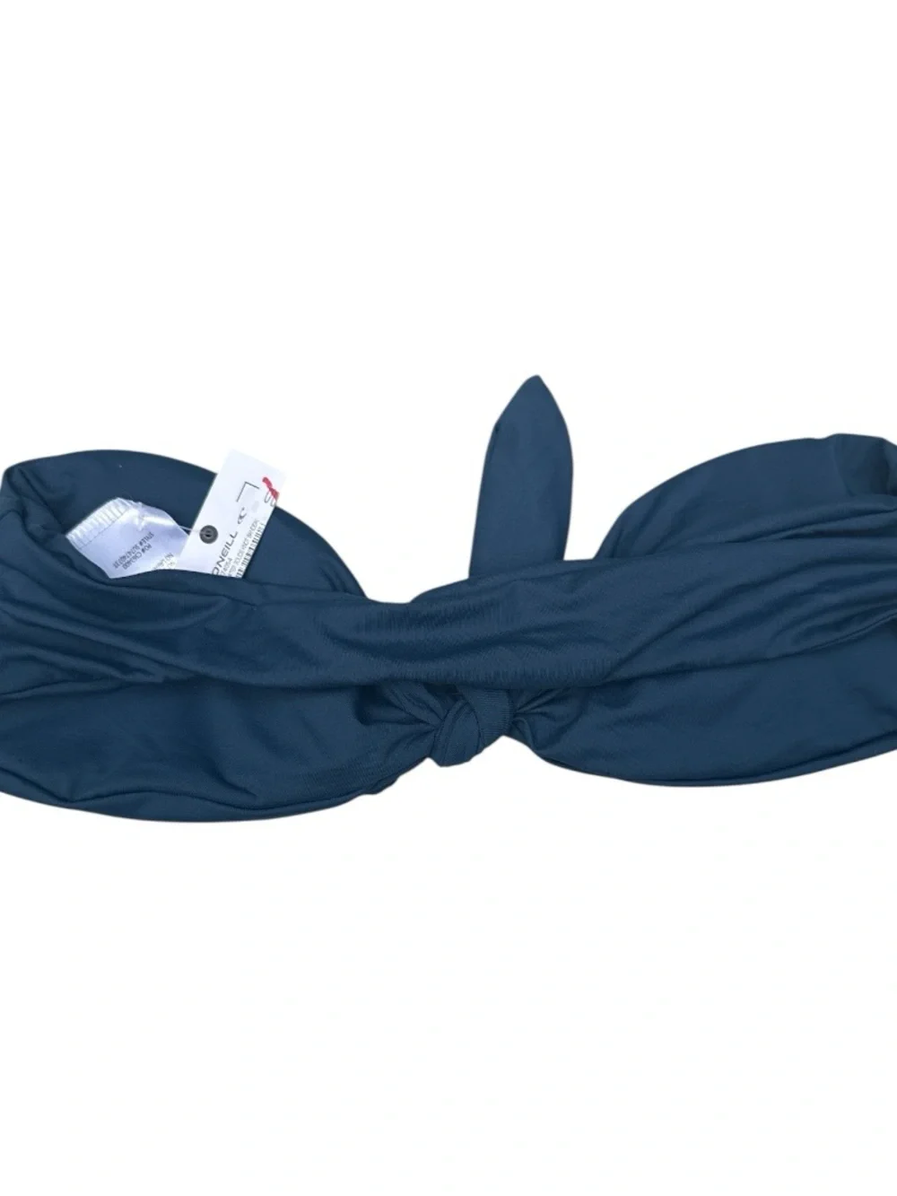 O'Neill Teal Navy Knot Front Bandeau Bikini Top Only Size Small NWT - Picture 2 of 3